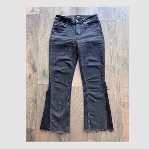 Paige Flare Crop Jeans Size 27 Mid Rise Charcoal Black Denim Stretch